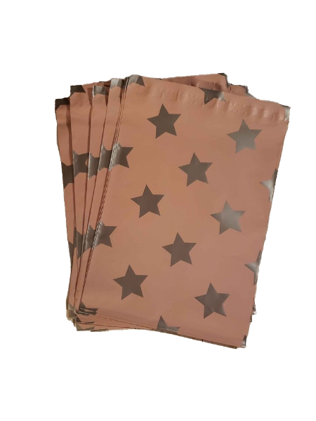 Pink Silver Stars Poly Mailers Size 6x9 Shipping Bags